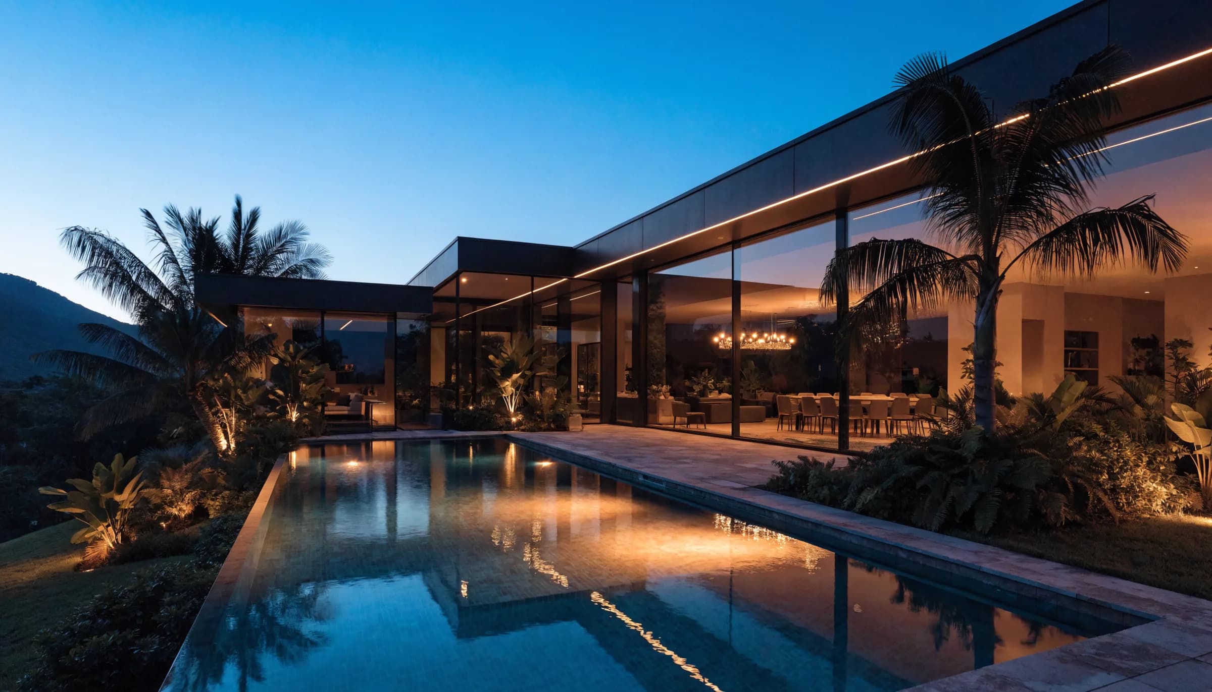 Villa Exterior — Night